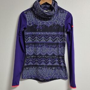 Nike Purple and Black Women's Cowl Neck Sweater
